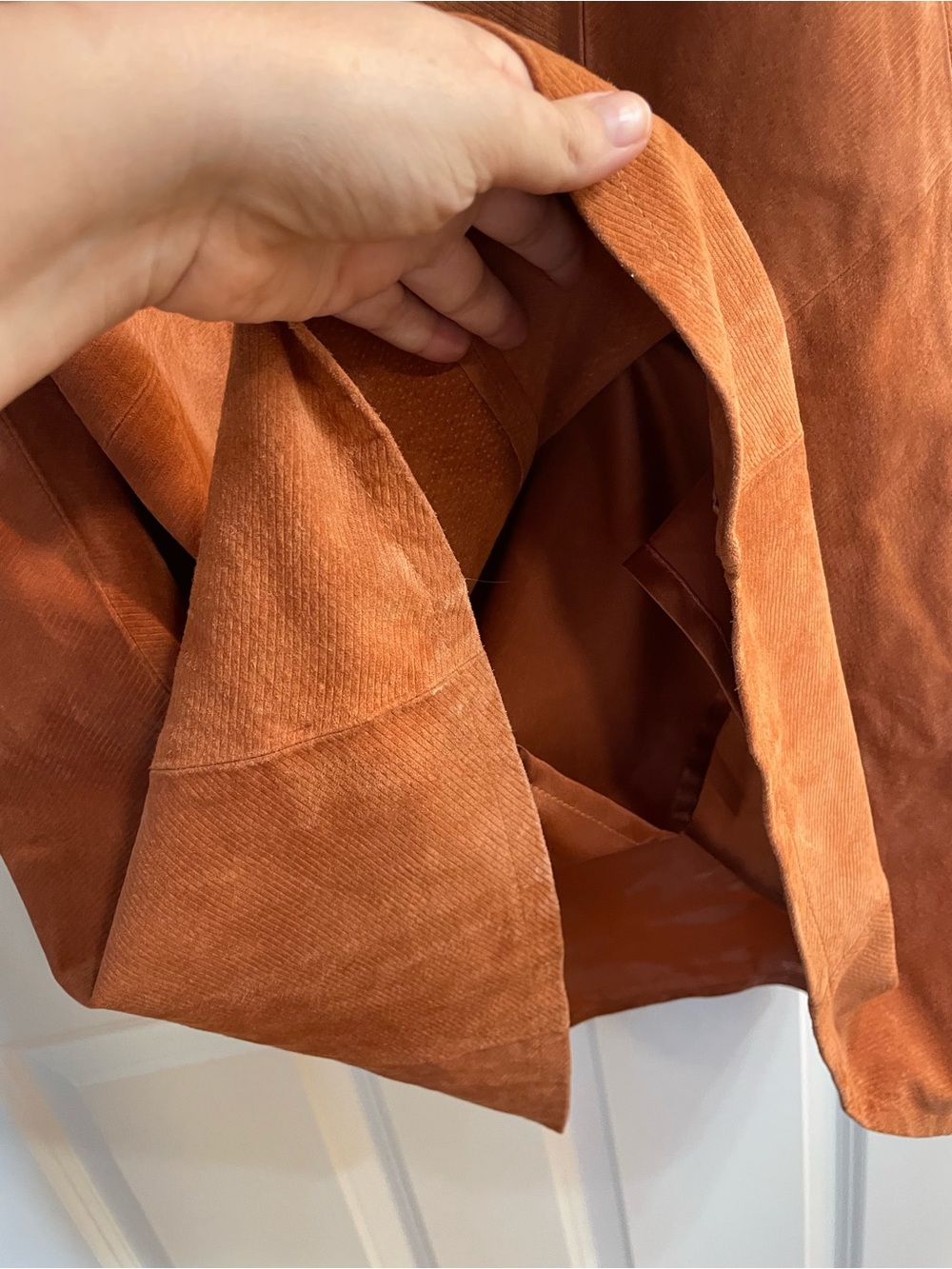 NWT Vintage Terry Lewis 100% Leather Rust Maxi Skirt Size 12 - Picture 11 of 11